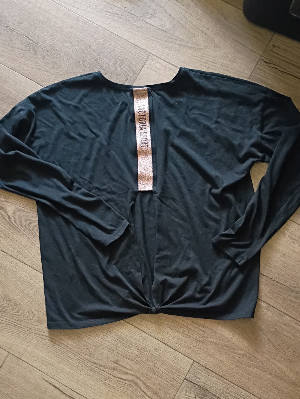 Victoria Secret Sport Open Back Slit Twist Knot Rose Gold Metallic